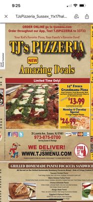 Menu photo 3 TJ's Pizza Sussex, NJ