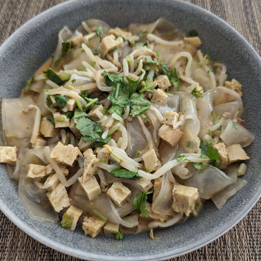 Changan Kitchen - My homemade rendition of Liang Pi using their "Bean Sprouts and Wheat Gluten Salad" The wide glass noodles and cilantro are my own 5/5 - Chinese Near Me - Ontario, California Changan Kitchen - My homemade rendition of Liang Pi using their "Bean Sprouts and Wheat Gluten Salad" The wide glass noodles and cilantro are my own 5/5 - Chinese Near Me - Ontario, California