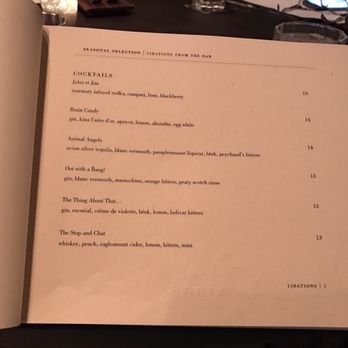 Sepia - Current menu - New American Near Me - Chicago, Illinois
