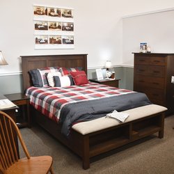 Green Acres Home Furnishings - Williamsport Queen Panel Platform Bed w/Drawers, Bench Footboard, and Dressers in Rustic Cherry W/Black Walnut Stain.
