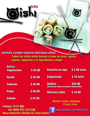 Menu photo 1 Oishi Guanajuato, GUA Menu photo 1 Oishi Guanajuato, GUA