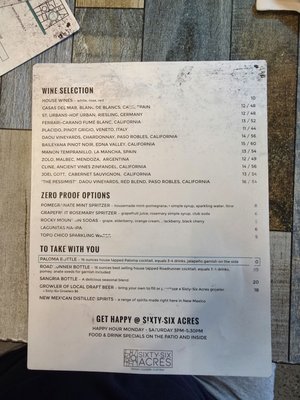 Menu photo 4 Sixty Six Acres Albuquerque, NM