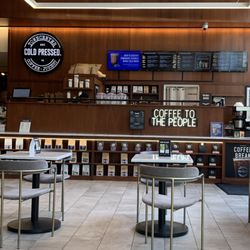 Town Center Cold Pressed - Store display and the menu