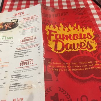 Famous Dave's Bar-B-Que - Lunch menu. - Barbeque Near Me - Addison, Illinois Famous Dave's Bar-B-Que - Lunch menu. - Barbeque Near Me - Addison, Illinois