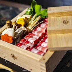 Chanko Shabu & Izakaya - Seiro-Mushi: The combination of the highest quality meat and vegetables on a retinispora tree steamer