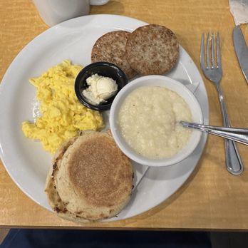 Reveille Coffeehouse Cafe - Two eggs, chicken sausage with Gouda grits. - Breakfast & Brunch Near Me - Marietta, Georgia Reveille Coffeehouse Cafe - Two eggs, chicken sausage with Gouda grits. - Breakfast & Brunch Near Me - Marietta, Georgia