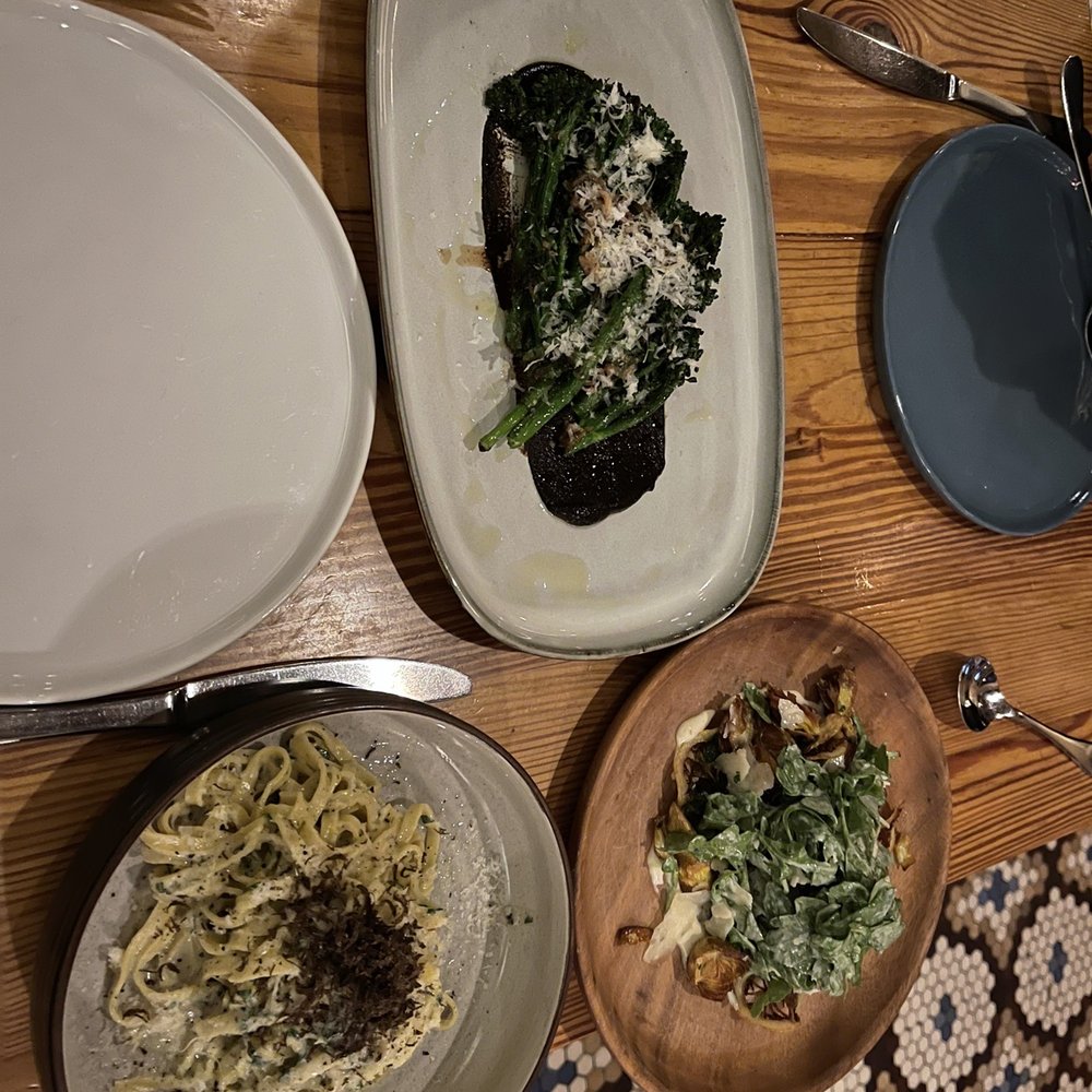 Meadowsweet - Fried Crispy Baby Artichokes, Grilled Broccolini, tajarin, chanterelle and truffle - New American Near Me - Brooklyn, New York Meadowsweet - Fried Crispy Baby Artichokes, Grilled Broccolini, tajarin, chanterelle and truffle - New American Near Me - Brooklyn, New York