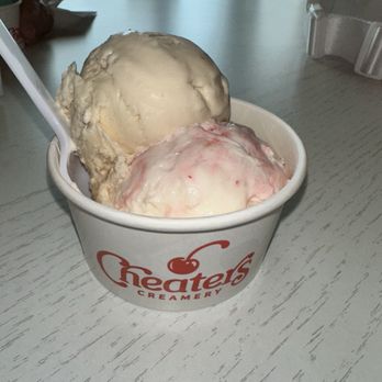 Cheaters Creamery - Biscotti and the strazberry. - Ice Cream & Frozen Yogurt Near Me - Tomball, Texas