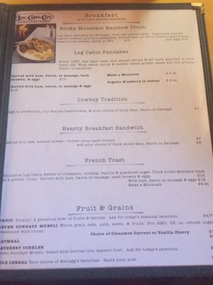 Menu photo 8 Log Cabin Cafe Silver Gate, MT