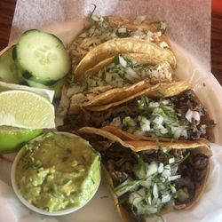 La Picara - Mix of chicken and steak tacos with a side of guac