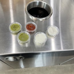 Sauces - spicy cilantro, spicy chili and garlic yoghurt Sauces - spicy cilantro, spicy chili and garlic yoghurt