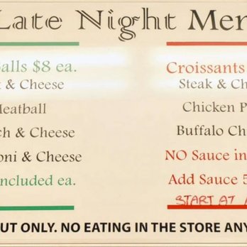 Bova's Bakery - Open 24 Hours! This is their Late-Night Menu. Both the Rice Balls and Croissants are in the top 5 list of things to get at Bova! - Bakeries Near Me - Boston, Massachusetts