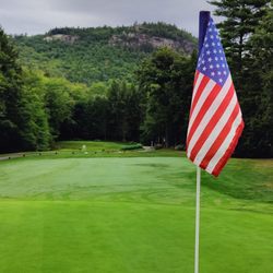 Hales Location Country Club - Par 3 3rd. American flag flags on all holes.