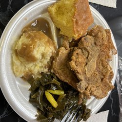 D&N Kitchen - Pork chop, greens and mashed potatoes