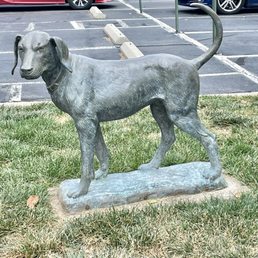 Dog statue outside the building
