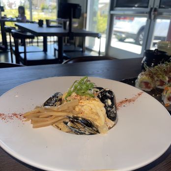 Fish On Fire - Pan Fried Seafood Udon (w/ bamboo shoots) - Sushi Bars Near Me - Suisun City, California