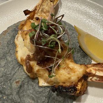 Lorenza - Taco Del Patron (jumbo shrimp taco on a blue corn tortilla) - another stunning dish - Mexican Near Me - Tijuana, BCN