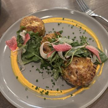 Three10 - Crab cakes, peach cheesecake, hushpuppies and martini - Seafood Near Me - Wilmington, North Carolina