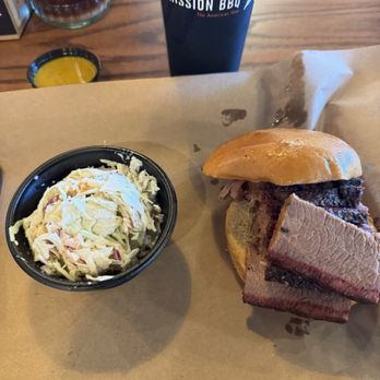 Mission BBQ - Lean Brisket Sandwich with coleslaw - Barbeque Near Me - Fort Lauderdale, Florida