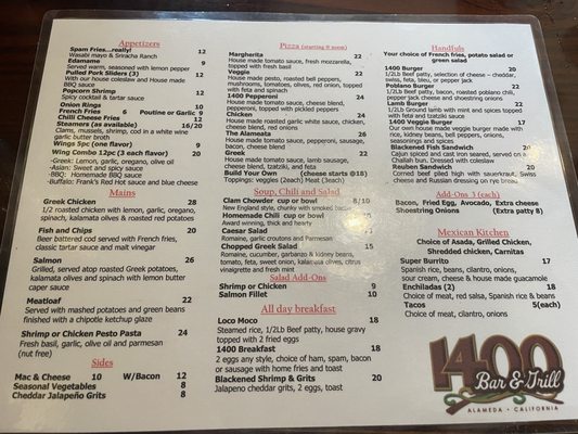 Menu photo 5 1400 Bar & Grill Alameda, CA