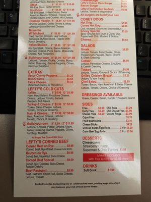 Menu photo 2 Lefty's Cheesesteaks Waterford, MI