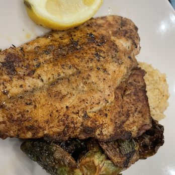 Luna's Eat & Drink - Fish - grilled or blackened. Redfish. Fried Brussels. Smoked Cheddar Grits. This was only $16!!!! Unreal value at Luna's!!! - Southern Near Me - Orange Beach, Alabama Luna's Eat & Drink - Fish - grilled or blackened. Redfish. Fried Brussels. Smoked Cheddar Grits. This was only $16!!!! Unreal value at Luna's!!! - Southern Near Me - Orange Beach, Alabama