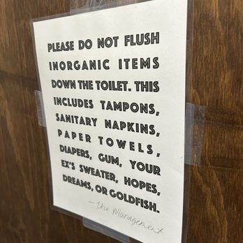 B's Bagels & Butters - Restroom note  cute - Bagels Near Me - Gig Harbor, Washington