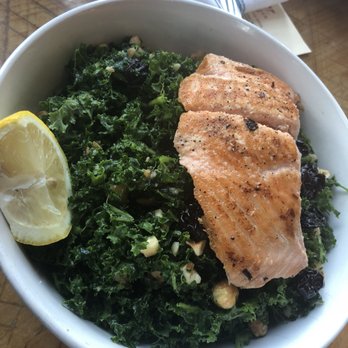 Burger Up - Chopped Kale Salad with Salmon   They have Oysters or Salmon - New American Near Me - Nashville, Tennessee