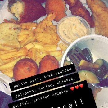 Fish Place - Stuffed jalapeño, boudin ball, chicken, fish, shrimp, veggies - Cajun/Creole Near Me - Sugar Land, Texas Fish Place - Stuffed jalapeño, boudin ball, chicken, fish, shrimp, veggies - Cajun/Creole Near Me - Sugar Land, Texas