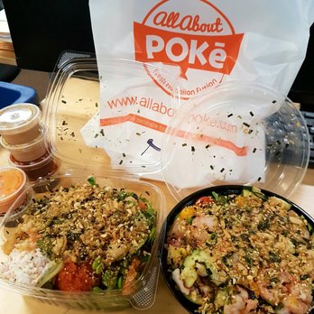 All About Poke - One salad bowl | one half salad/half soba bowl - Seafood Near Me - Burbank, California