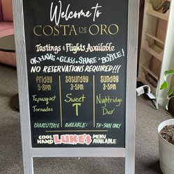 Costa De Oro Wine Tasting - Welcome signage