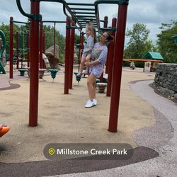 Millstone Creek Park - Trying out the monkey bars