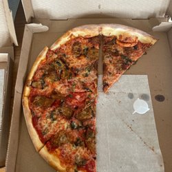 Amici's Pizzeria - Large cheese with eggplant and basil