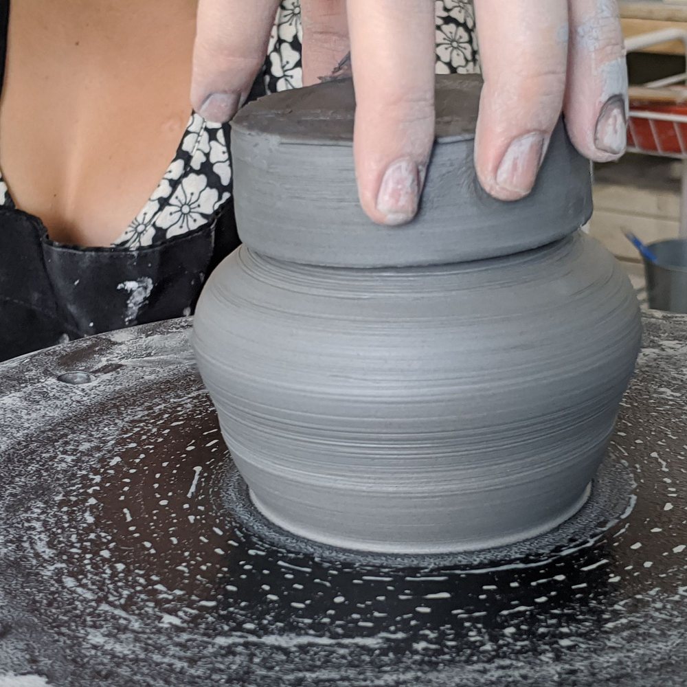 Bee Creative Ceramics - A spice jar. We threw the hat and a kid to fit it exactly. Also week 3. - Arts & Crafts Near Me - Las Vegas, Nevada