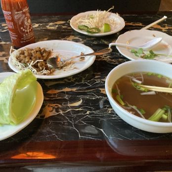 What Da Pho - Chicken wrap and rare steak pho (eaten) - Vietnamese Near Me - Winston-Salem, North Carolina