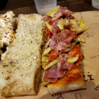 Bonci - R-L: Lemon, ricotta / cacio e pepe / prosciutto, artichoke - Pizza Near Me - Chicago, Illinois Bonci - R-L: Lemon, ricotta / cacio e pepe / prosciutto, artichoke - Pizza Near Me - Chicago, Illinois