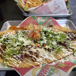 Huarache with everything 1/2 carne asada and al pastor Huarache with everything 1/2 carne asada and al pastor