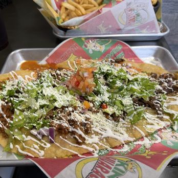 King Huarache - Huarache with everything 1/2 carne asada and al pastor - Mexican Near Me - Garden Grove, California King Huarache - Huarache with everything 1/2 carne asada and al pastor - Mexican Near Me - Garden Grove, California