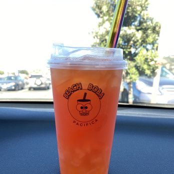 Beach Boba - Lychee Peach Fruit Tea - Bubble Tea Near Me - Pacifica, California Beach Boba - Lychee Peach Fruit Tea - Bubble Tea Near Me - Pacifica, California
