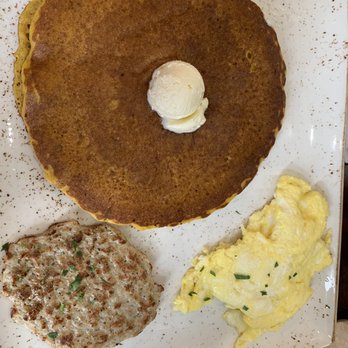 First Watch - Pumpkin pancake, scrambled egg and sausage patty. - Breakfast & Brunch Near Me - Brookfield, Wisconsin First Watch - Pumpkin pancake, scrambled egg and sausage patty. - Breakfast & Brunch Near Me - Brookfield, Wisconsin