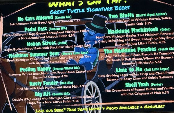 Menu photo 1 Great Turtle Brewery and Distillery Mackinac Island, MI Menu photo 1 Great Turtle Brewery and Distillery Mackinac Island, MI
