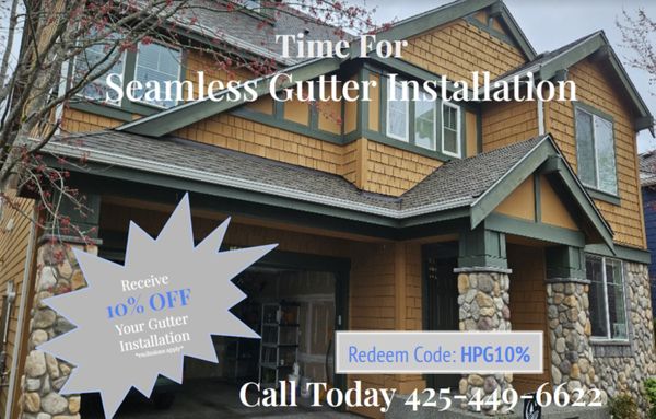 Leaking Gutters? Take advantage of 10% OFF! - Take advantage of our 10% OFF Gutter Installation this Spring! Located in Woodinville, WA our technicians are here to protect your investment. Exclusions apply to discount. Please contact our office for more details. Leaking Gutters? Take advantage of 10% OFF! - Take advantage of our 10% OFF Gutter Installation this Spring! Located in Woodinville, WA our technicians are here to protect your investment. Exclusions apply to discount. Please contact our office for more details.