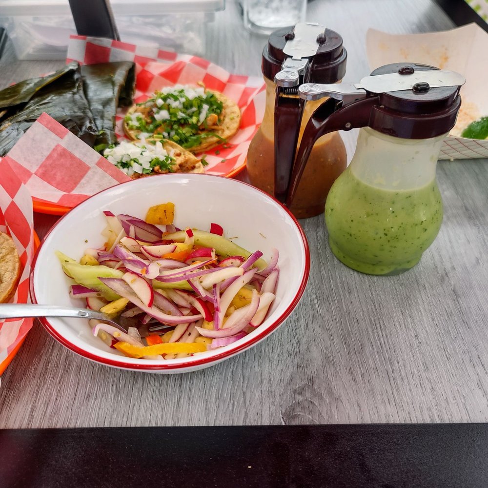 "Salad" and hot sauces.