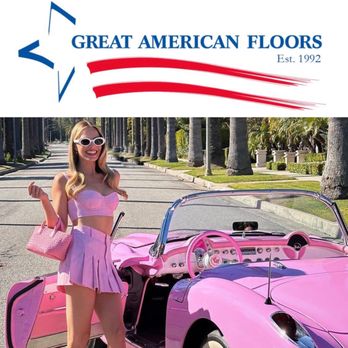 Great American Floors - a woman standing in front of a pink car - Carpeting Near Me - Atlanta, Georgia Great American Floors - a woman standing in front of a pink car - Carpeting Near Me - Atlanta, Georgia