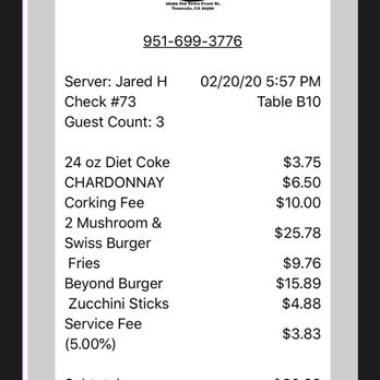 Mad Madeline's Grill - The receipt of our purchase for proof of incredibly high prices. - Burgers Near Me - Temecula, California