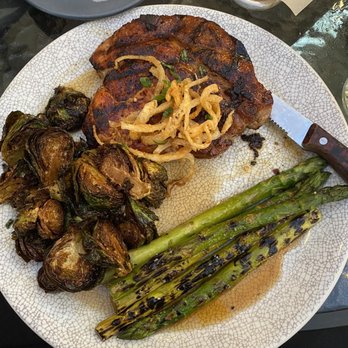 The Annex Crafthouse - 1845 Annex Chop; Sriracha Glazed Brussels Sprouts; Asparagus - Southern Near Me - Houston, Texas The Annex Crafthouse - 1845 Annex Chop; Sriracha Glazed Brussels Sprouts; Asparagus - Southern Near Me - Houston, Texas