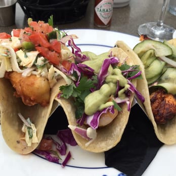 Parkers' Lighthouse - We had the three taco platter of shrimp,cod and salmon. Delicious! - Seafood Near Me - Long Beach, California
