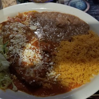 Polvos South - Chile relleno with chicken.  Fantastic. Chicken Mole Enchiladas amazing - Mexican Near Me - Austin, Texas