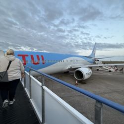 Cardiff Airport - Boarding our B737
