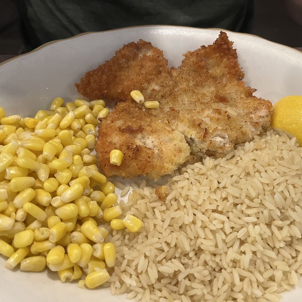 McLean Family Restaurant - Chicken schnitzel with corns and rice - seasonal - Greek Near Me - McLean, Virginia